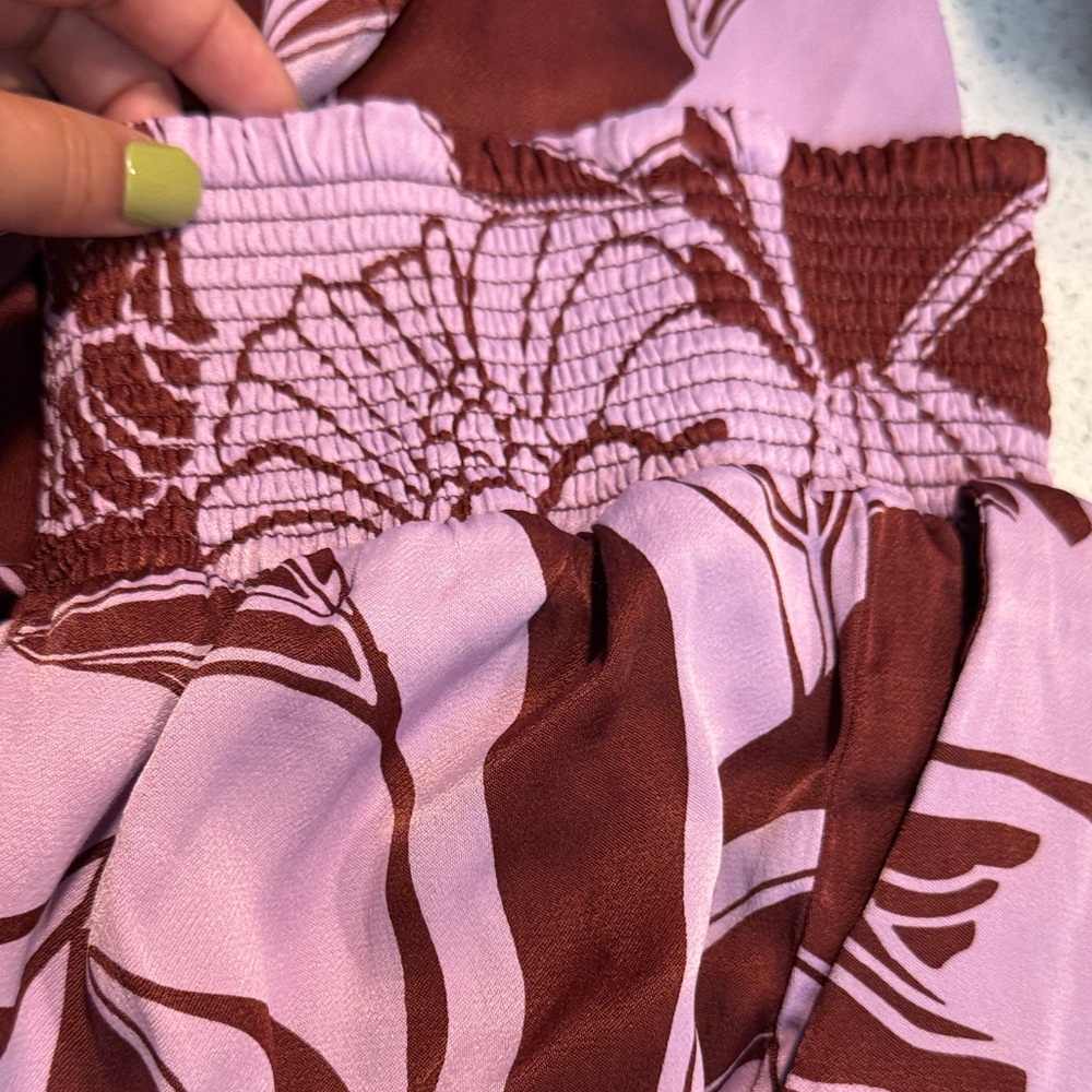 Maeve Burgundy and White Floral Wide-Leg Pants - Picture 4 of 6